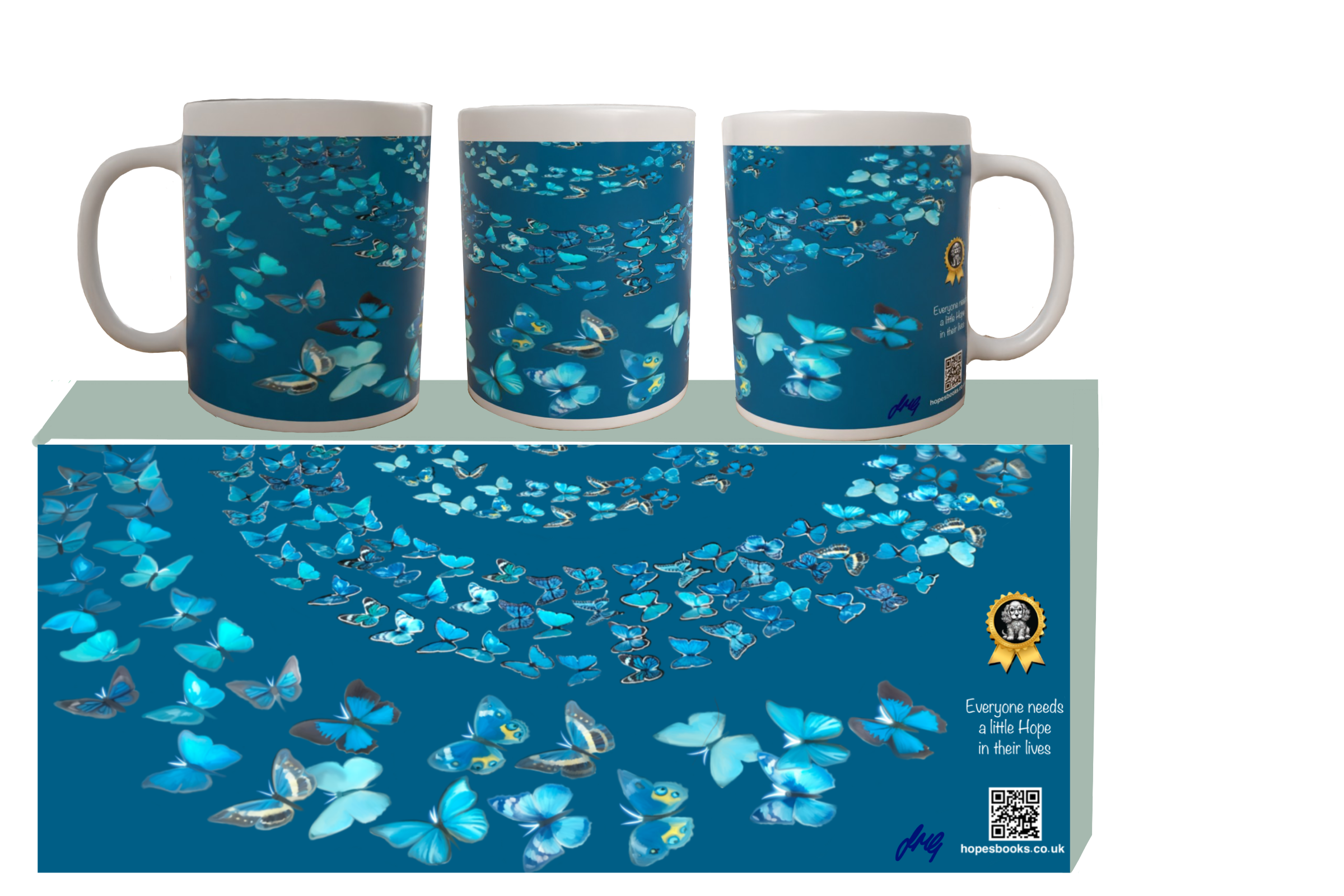Teal Butterflies Mug
