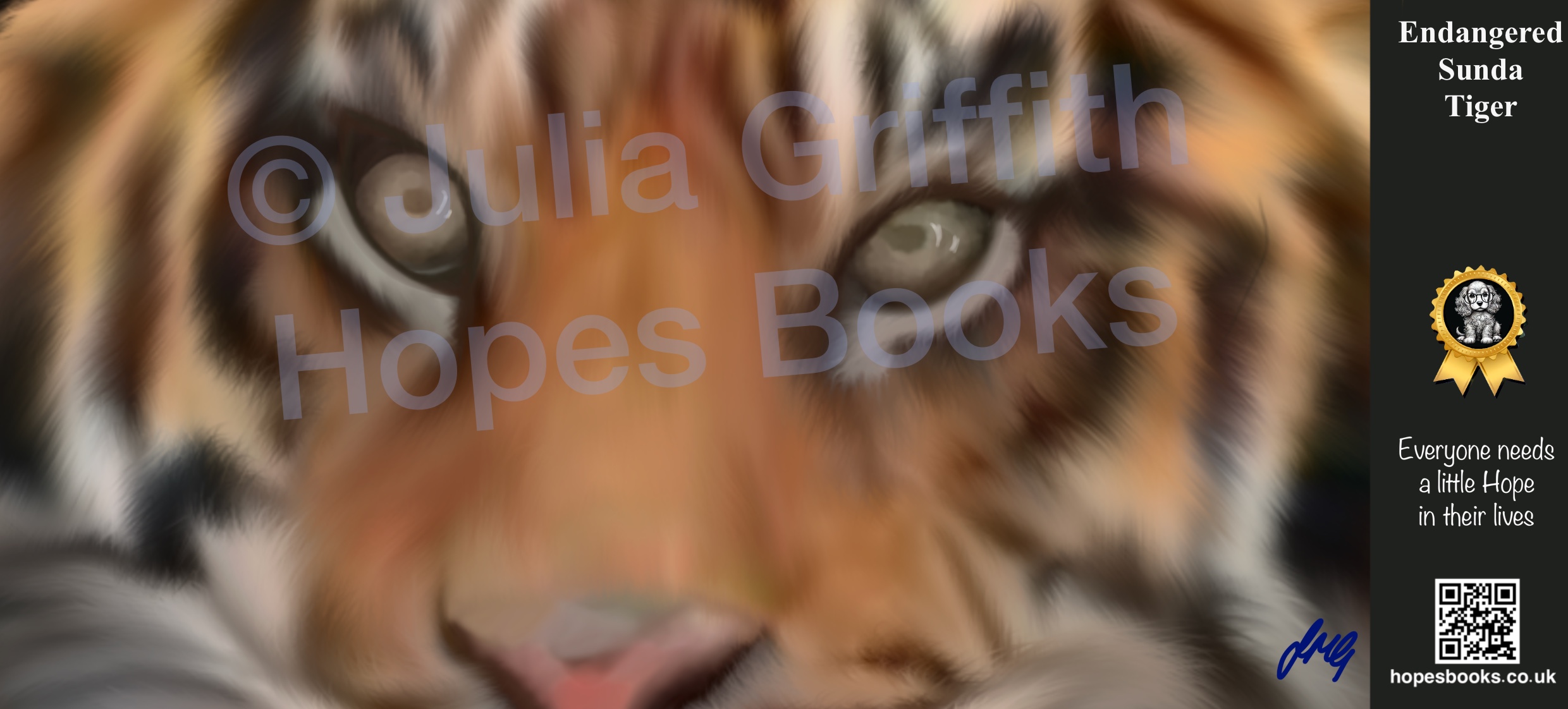 Full Tiger mug design featuring original tiger wildlife artwork by Julia Griffith.